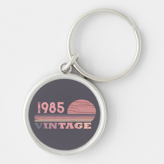 Personaliazed forty vintage 40th birthday party keychain (Front)