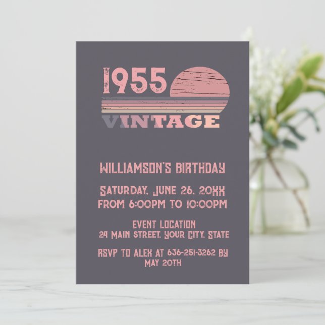 Personaliazed seventy vintage 70th birthday party invitation (Standing Front)