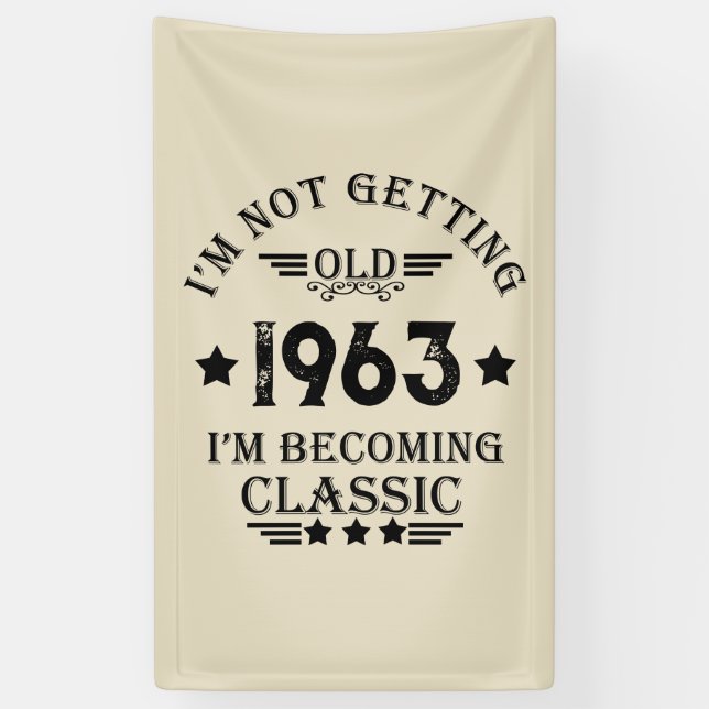 Personaliazed sixty vintage 60th birthday party banner (Vertical)