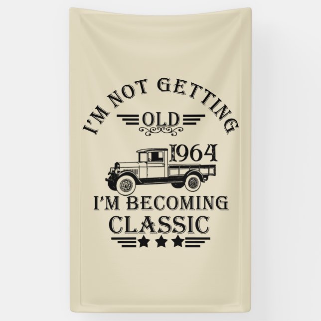 Personaliazed sixty vintage 60th birthday party banner (Vertical)