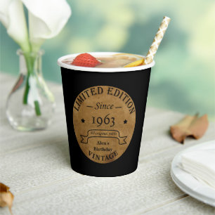 Personaliazed sixty vintage 60th birthday party paper cups