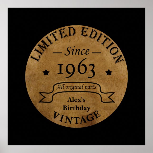Personaliazed sixty vintage 60th birthday party poster (Front)