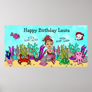 Personalied Happy Birthday Mermaid Poster