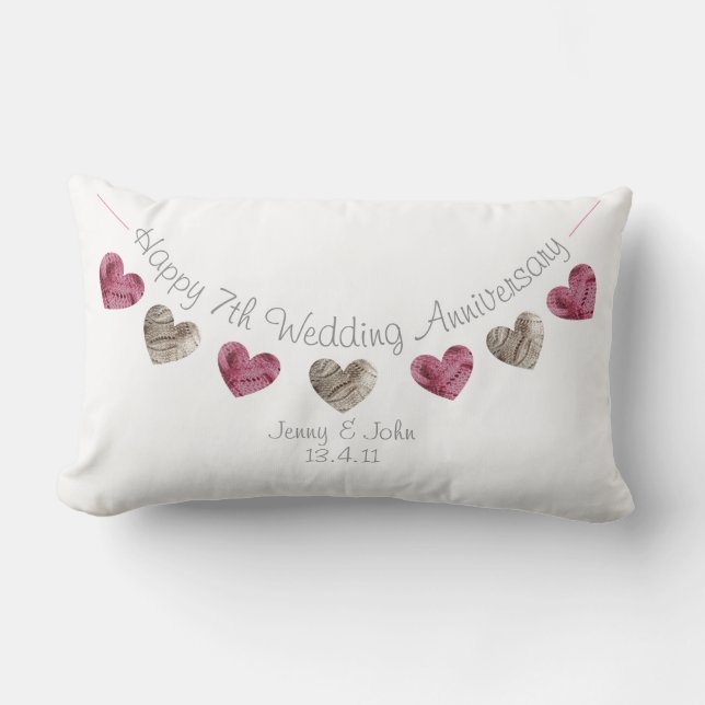 Personalisable 7th or any Wedding Anniversary Lumbar Pillow (Front)