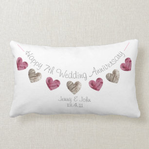 Personalisable 7th or any Wedding Anniversary Lumbar Pillow