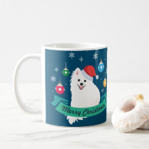 Personalisable Japanese Spitz Dog Merry Christmas