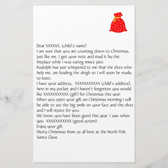 Personalisable Letter from Santa 2 Stationery (Front)