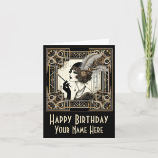 Personalise Art Deco Twenties Flapper No 3 Card