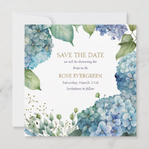Personalise Bridal Shower Blue Hydrangea  Save The Date
