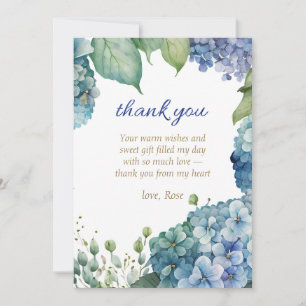 Personalise Bridal Shower Blue Hydrangea  Thank You Card