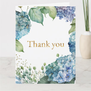 Personalise Bridal Shower Blue Hydrangeas Thank You Card