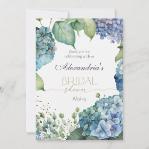 Personalise Bridal Shower Blue Hydrangeas Thank You Card