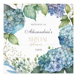 Personalise Bridal Shower Blue Hydrangeas Welcome Photo Print