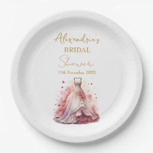 Personalise Bridal Shower Pink Dress Paper Plate