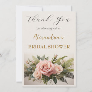Personalise Bridal Shower white flowers  Thank You Card
