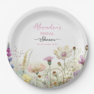 Personalise Bridal Shower Wild flowers Paper Plate