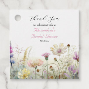 Personalise Bridal Shower Wild flowers Thank you Favour Tags