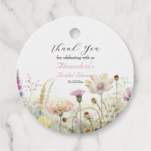 Personalise Bridal Shower Wild flowers Thank you Favour Tags