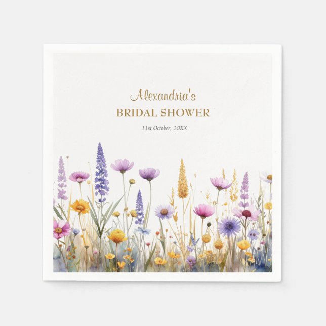 Personalise Bridal Shower Wildflowers Napkin (Front)