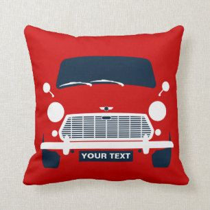 Personalise British Austin classic Mini car Throw Pillow