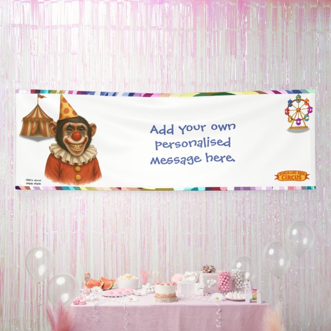 Personalise: Chester the chimp clown Banner (Party)