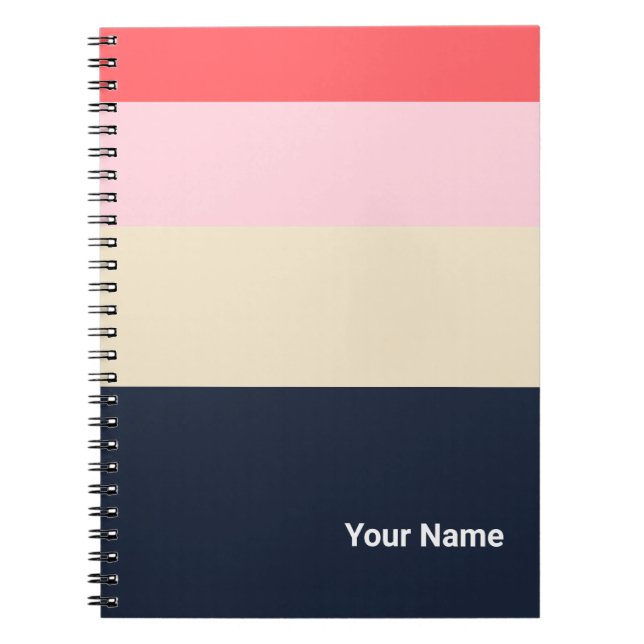 PERSONALISE Colourful Modern Stripe Pattern Notebook (Front)