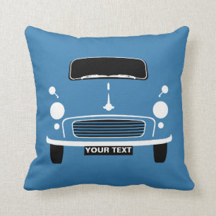 Personalise custom Blue Morris Minor pop art Throw Pillow