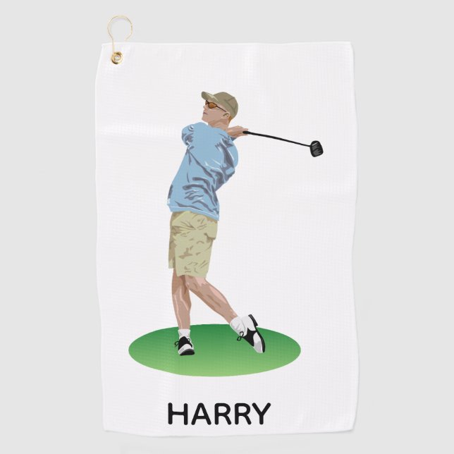 Personalise, Golfer. Golf Towel (Front)