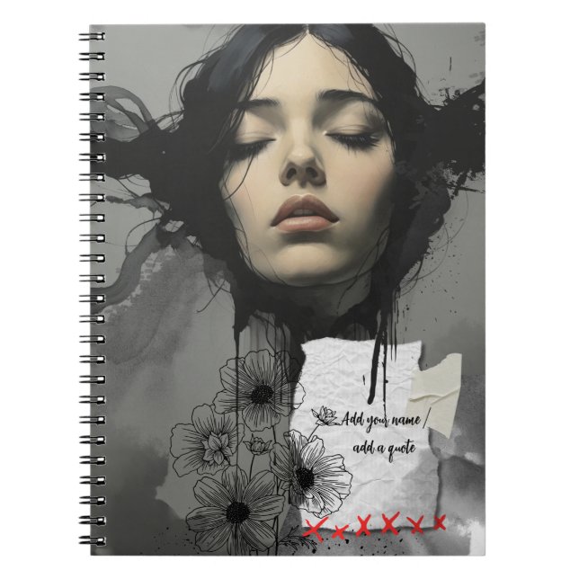 PERSONALISE Ink Portrait Notebook Journal (Front)