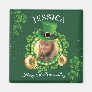 Personalise Name And Photo St. Patrick's Day Green Magnet