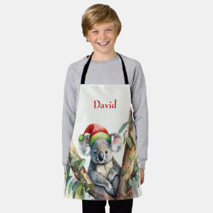 Personalise Name Christmas Koala in gumtree Apron