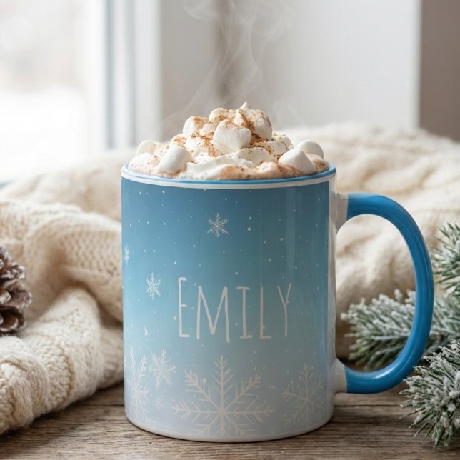 personalise name snowflake winter cold vibe mug  (Créateur téléchargé)