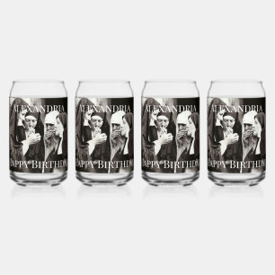 Personalise Nuns Smoking Vintage Happy birthday Can Glass