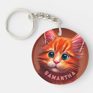 Personalise Orange Maine Coon Kitten Art T-Shirt Keychain