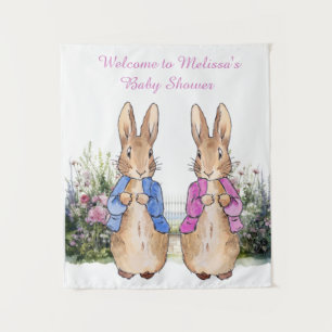 Personalise Peter and Flopsy Baby shower Small Tapestry