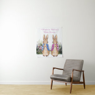 Personalise Peter and Flopsy Baby shower Small Tapestry