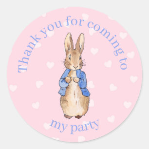 Personalise Peter the rabbit Baby shower Thank you Classic Round Sticker