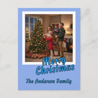 Personalise Photo Script Merry Christmas Holiday Postcard