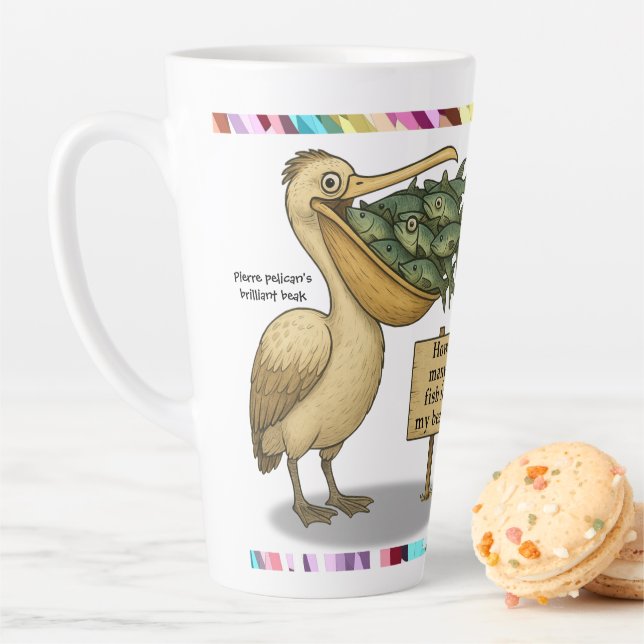 Personalise: Pierre pelican's brilliant beak Latte Mug (In Situ)