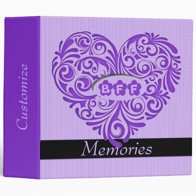Personalisé Purple BFF Heart Keepsaké Classeur (Devant/Côté)