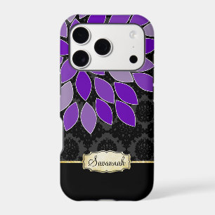 Personalisé Purple Black et Gold Floral Damask