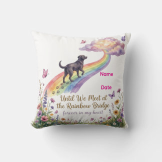 Personalise Rainbow Bridge Dog Memorial   Throw Pillow
