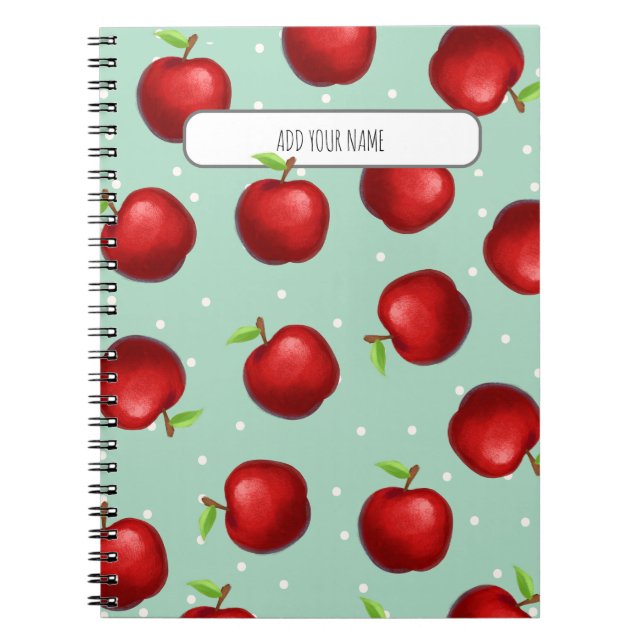 PERSONALISE Red Apple Pattern Notebook (Front)