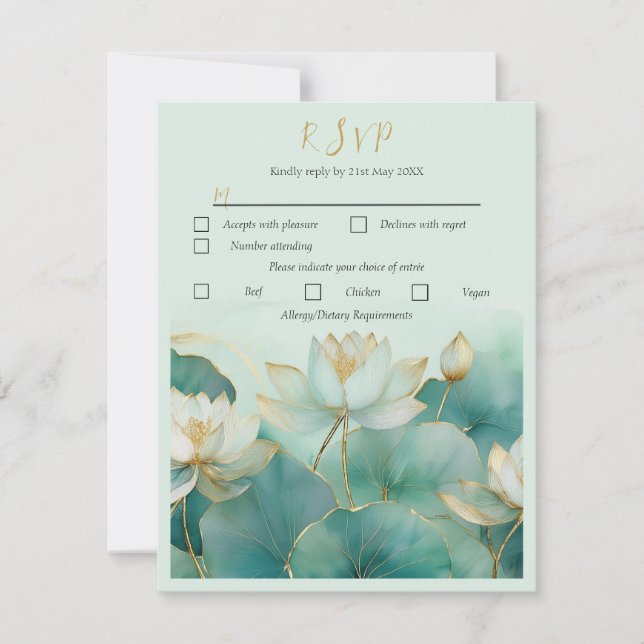 Personalise Response Card Lotus flower (Front)
