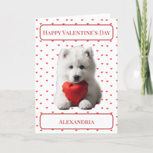 Personalise Samoyed Puppy Valentine Card