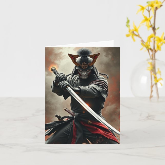 PERSONALISE Samurai Warrior  Card (Yellow Flower)