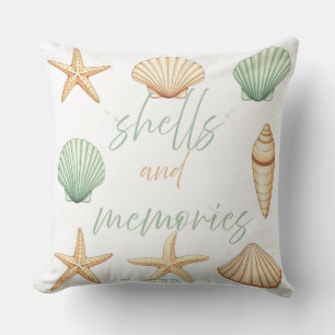 Personalise Shells and Memories: Minimal Ocean Throw Pillow