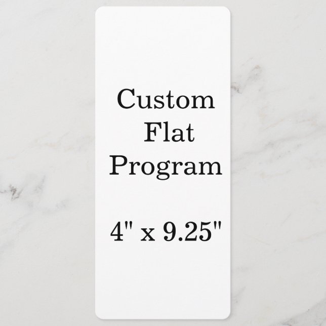 personalise simple custom 4" x 9.25" rounded Flat Program (Front)