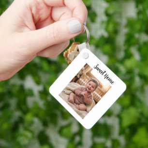 personalise simple custom Aluminum Square Keychain