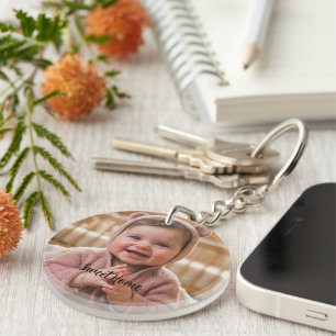 personalise simple custom Circle (single-sided) Keychain